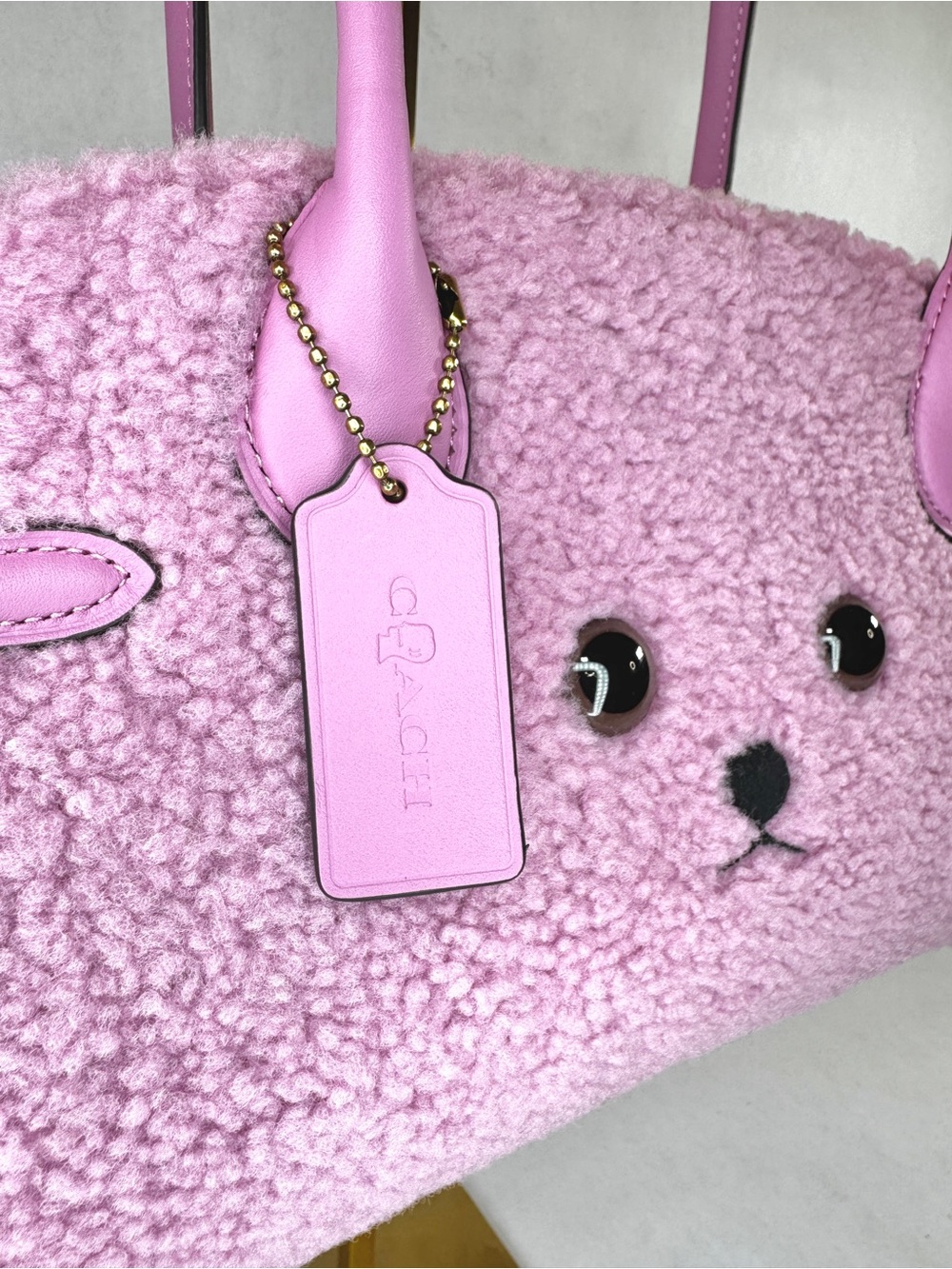 Coach x Brain Dead Pink Teddy Bear Shearling Tote Bag CEO06 Fuchsia NWT Rare - Picture 5 of 12